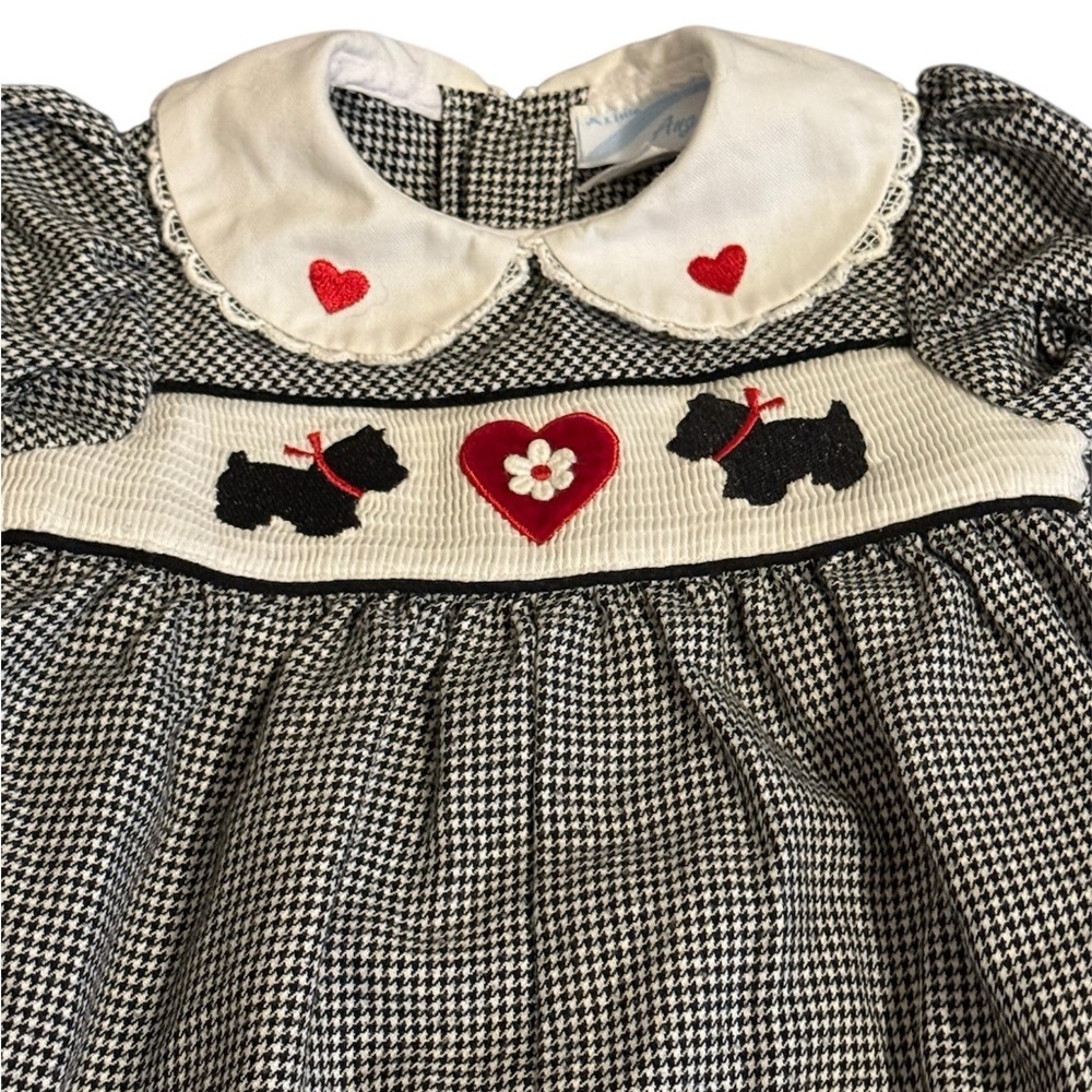 Monochrome Checkered One Piece with Heart/Dog Accents - Picture 2 of 4